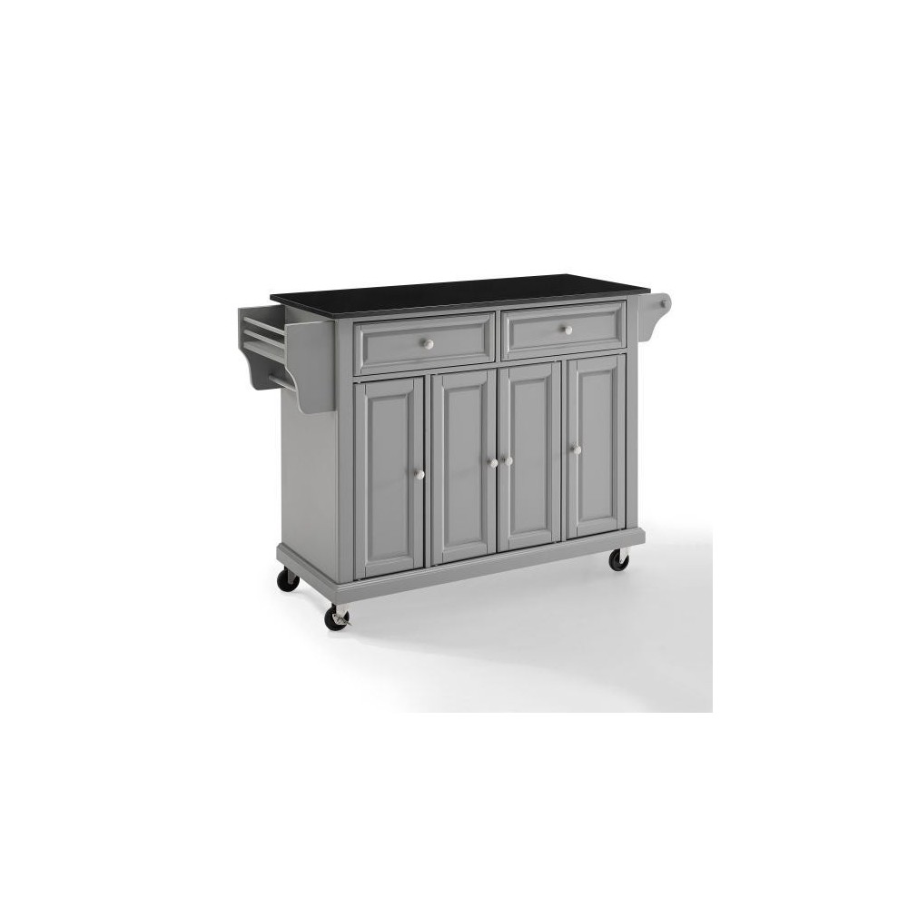 Full Size Granite Top Kitchen Cart Gray/Black