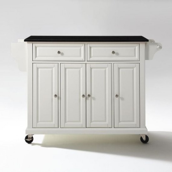 Full Size Granite Top Kitchen Cart White/Black