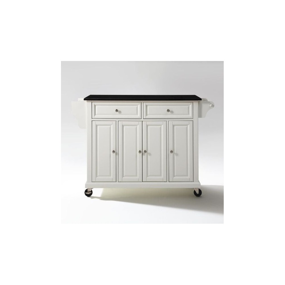 Full Size Granite Top Kitchen Cart White/Black