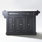 Alexandria Granite Top Full Size Kitchen Island/Cart Black/White