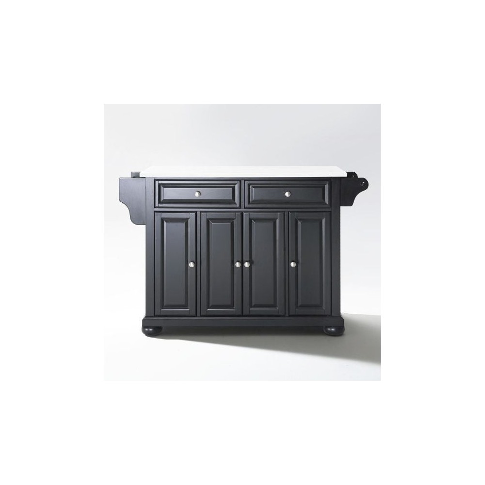 Alexandria Granite Top Full Size Kitchen Island/Cart Black/White