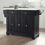 Alexandria Granite Top Full Size Kitchen Island/Cart Black/White