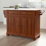 Alexandria Granite Top Full Size Kitchen Island/Cart Cherry/White