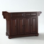 Alexandria Granite Top Full Size Kitchen Island/Cart Mahogany/White