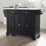 Lafayette Granite Top Full Size Kitchen Island/Cart Black/White