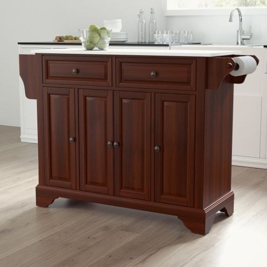 Lafayette Granite Top Full Size Kitchen Island/Cart Mahogany/White