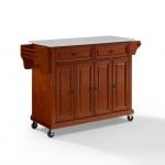 Full Size Granite Top Kitchen Cart Cherry/White