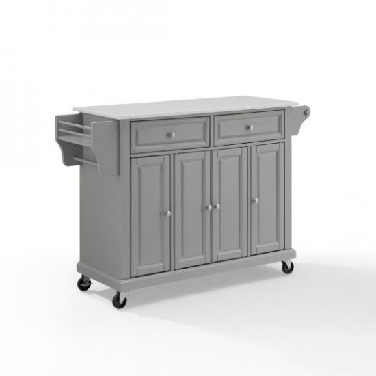 Full Size Granite Top Kitchen Cart Gray/White