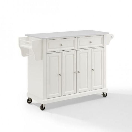 Full Size Granite Top Kitchen Cart White/White