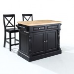 Oxford Kitchen Island W/X-Back Stools Black