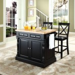 Oxford Kitchen Island W/X-Back Stools Black