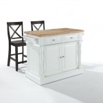 Oxford Kitchen Island W/X-Back Stools White