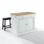 Oxford Kitchen Island W/Upholstered Saddle Stools White