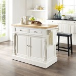 Oxford Kitchen Island W/Upholstered Saddle Stools White