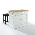 Oxford Kitchen Island W/Square Seat Stools White