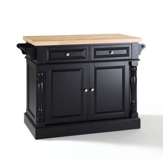 Oxford Butcher Block Kitchen Island Black