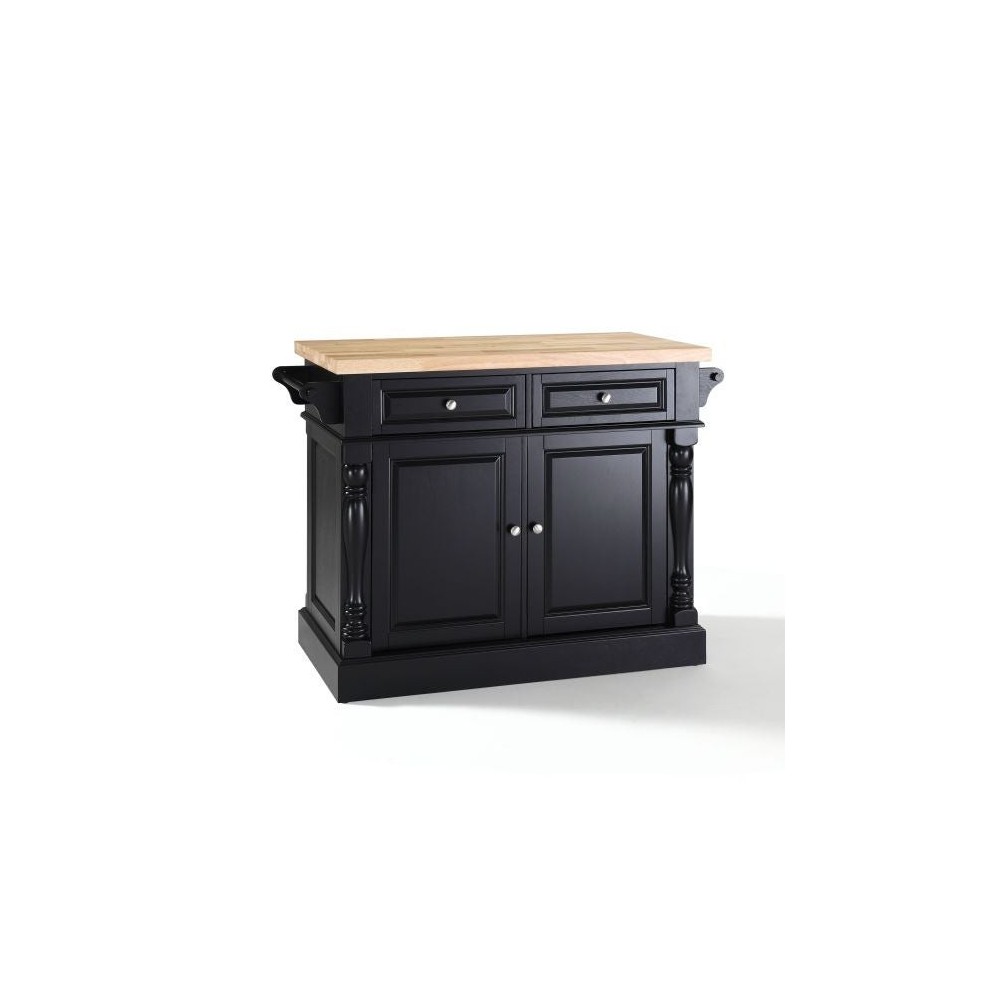 Oxford Butcher Block Kitchen Island Black