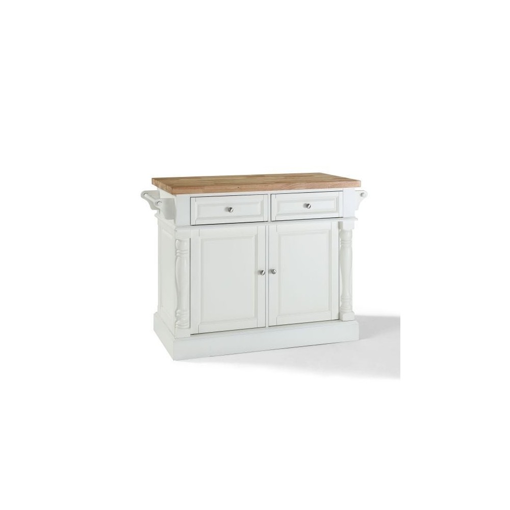 Oxford Butcher Block Kitchen Island White