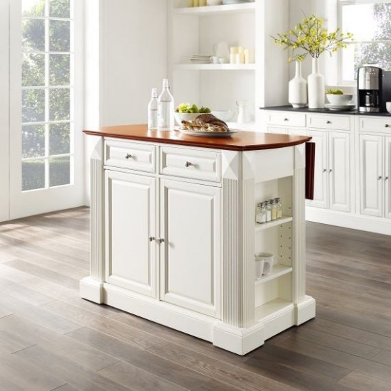 Coventry Drop Leaf Top Kitchen Island White/Cherry