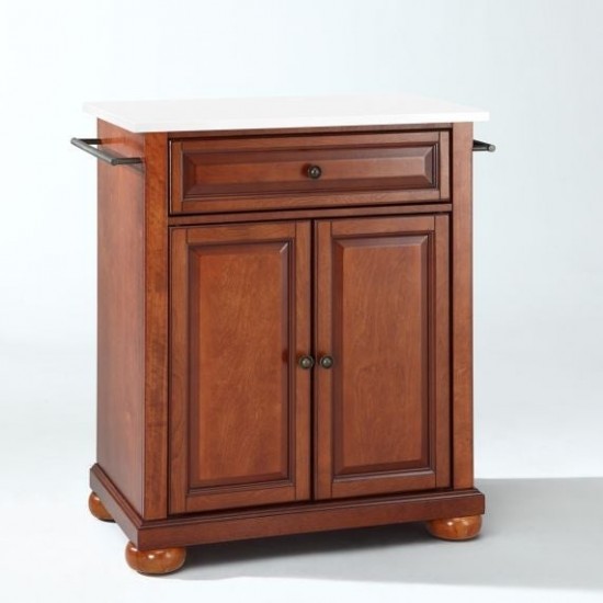 Alexandria Granite Top Portable Kitchen Island/Cart Cherry/White