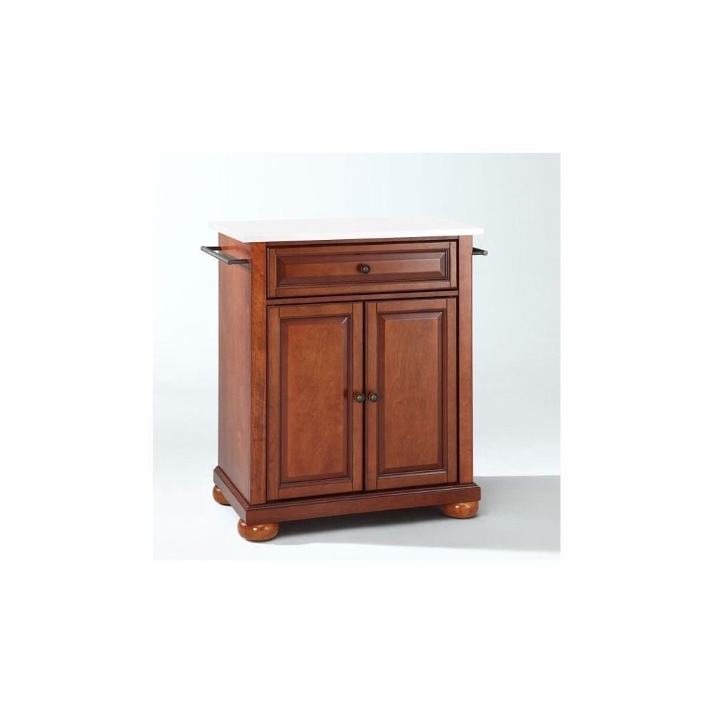 Alexandria Granite Top Portable Kitchen Island/Cart Cherry/White Alexandria Granite Top Portable Kitchen Island/Cart Cherry/White