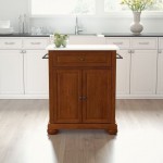 Alexandria Granite Top Portable Kitchen Island/Cart Cherry/White