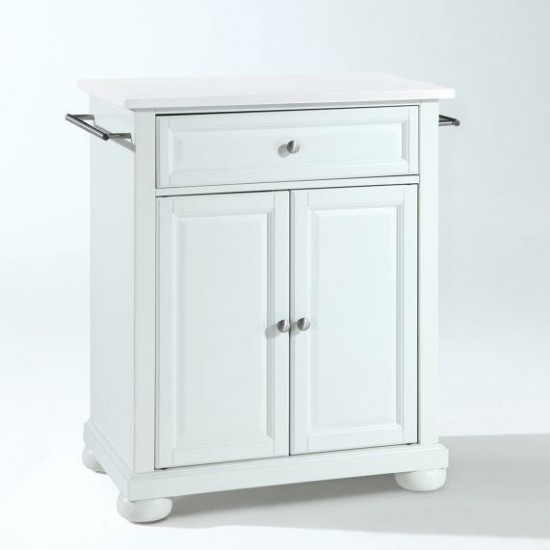 Alexandria Granite Top Portable Kitchen Island/Cart White/White