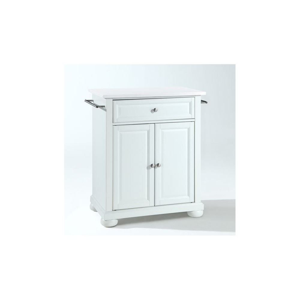 Alexandria Granite Top Portable Kitchen Island/Cart White/White