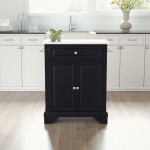 Lafayette Granite Top Portable Kitchen Island/Cart Black/White