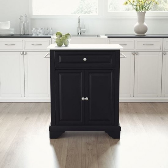 Lafayette Granite Top Portable Kitchen Island/Cart Black/White