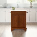 Lafayette Granite Top Portable Kitchen Island/Cart Cherry/White