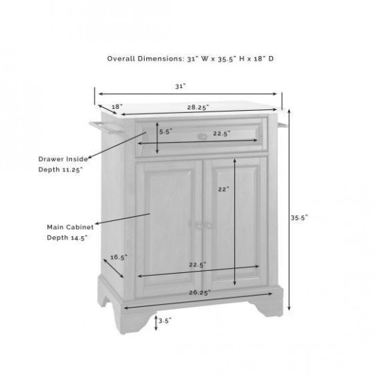 Lafayette Granite Top Portable Kitchen Island/Cart Cherry/White