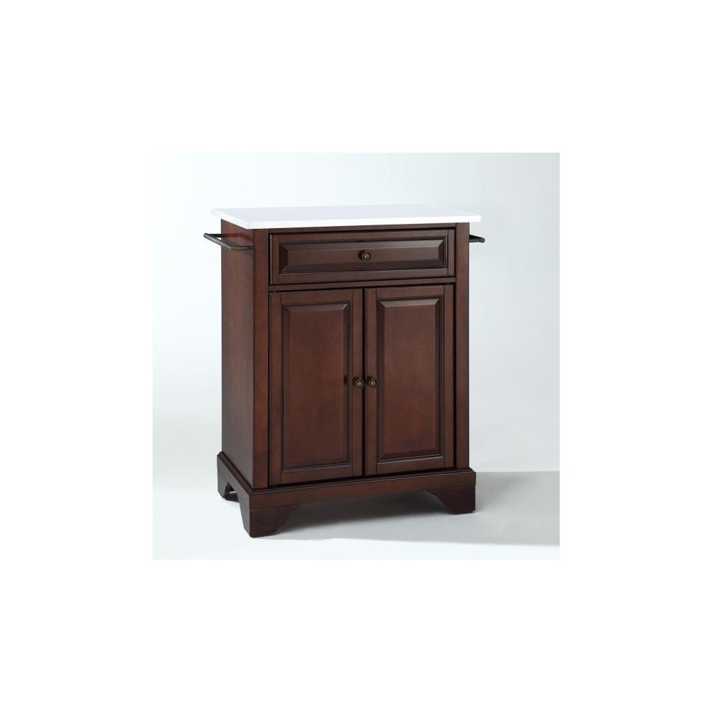 Lafayette Granite Top Portable Kitchen Island/Cart Mahogany/White