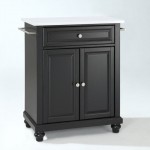 Cambridge Granite Top Portable Kitchen Island/Cart Black/White