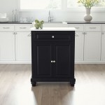 Cambridge Granite Top Portable Kitchen Island/Cart Black/White