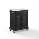 Compact Granite Top Kitchen Cart Black/White