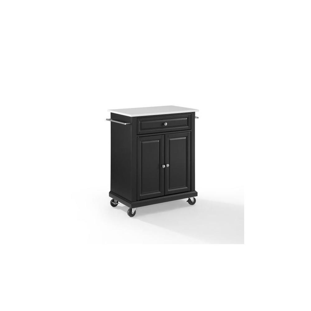 Compact Granite Top Kitchen Cart Black/White