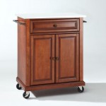 Compact Granite Top Kitchen Cart Cherry/White