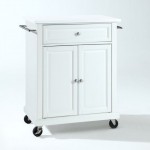 Compact Granite Top Kitchen Cart White/White