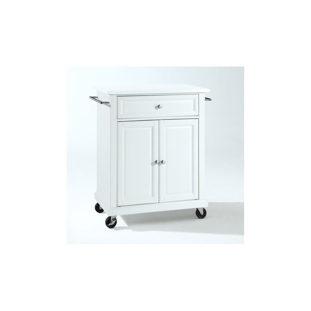 Compact Granite Top Kitchen Cart White/White