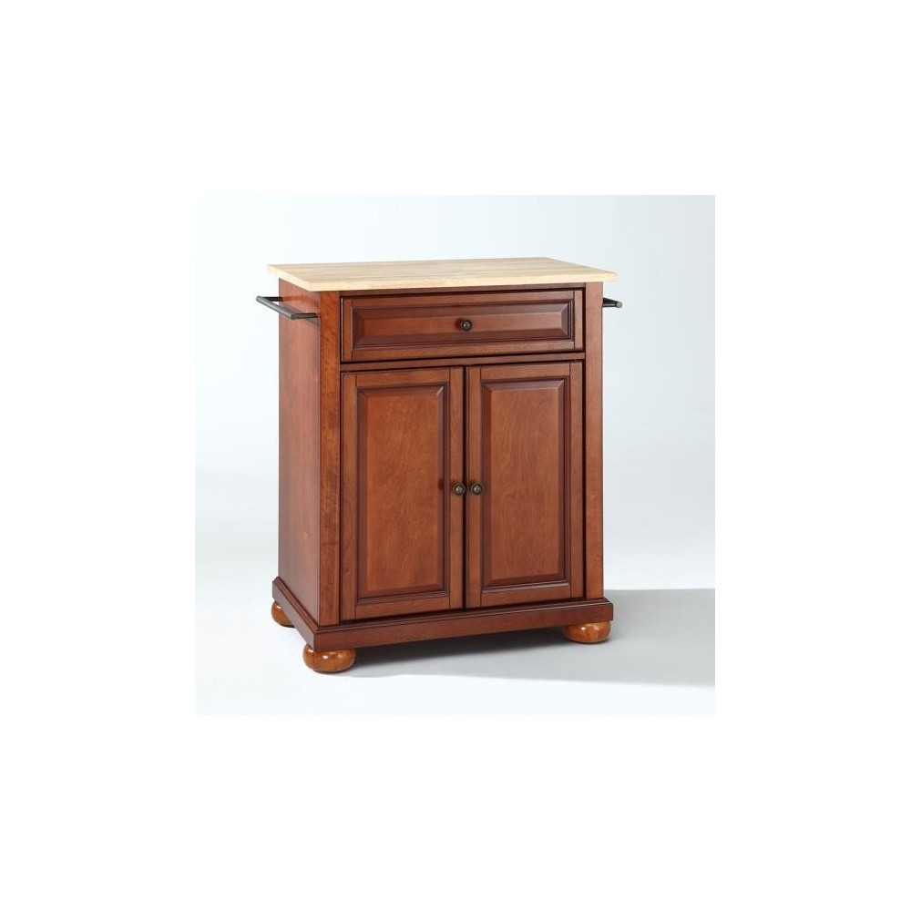 Alexandria Wood Top Portable Kitchen Island/Cart Cherry/Natural