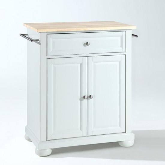 Alexandria Wood Top Portable Kitchen Island/Cart White/Natural