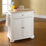 Alexandria Wood Top Portable Kitchen Island/Cart White/Natural