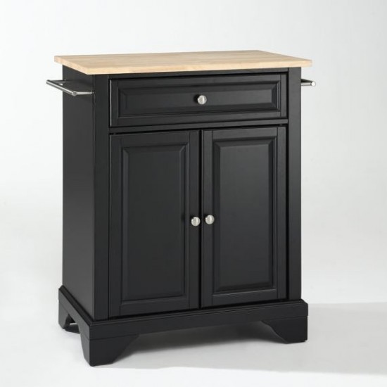 Lafayette Wood Top Portable Kitchen Island/Cart Black/Natural