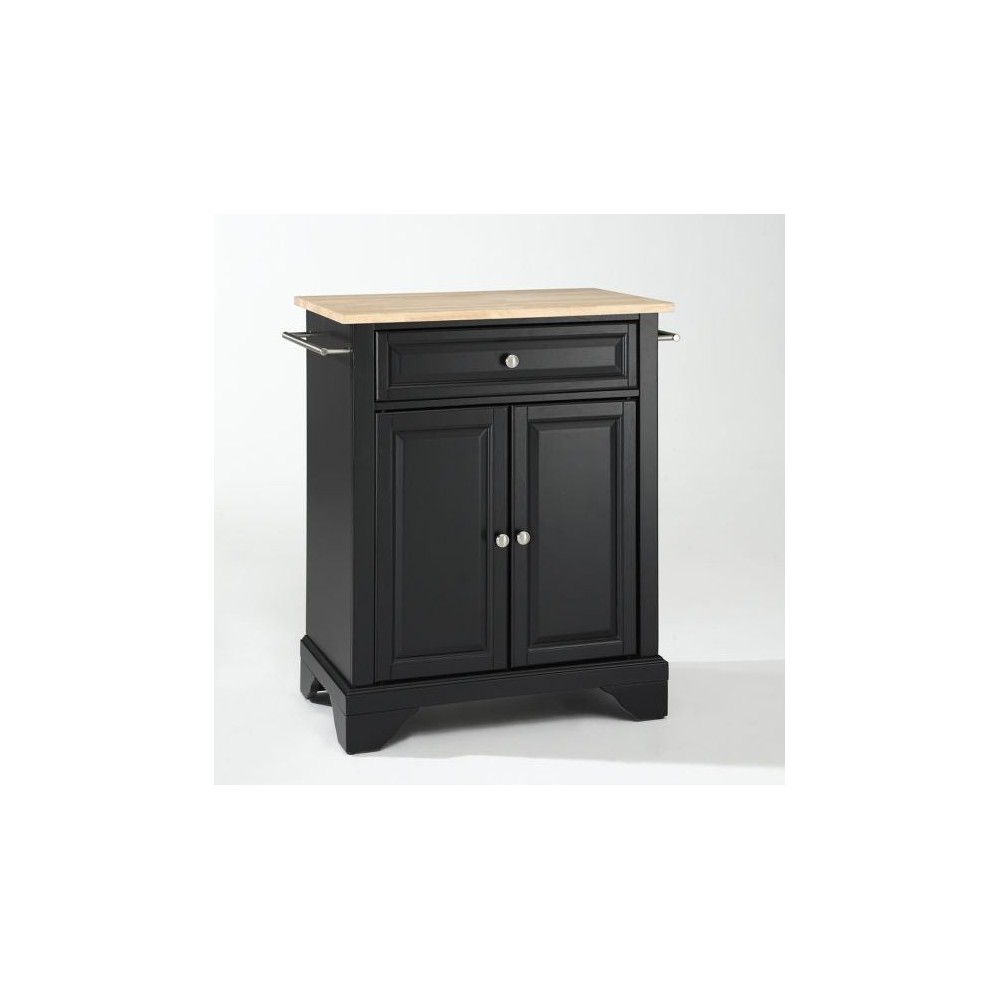 Lafayette Wood Top Portable Kitchen Island/Cart Black/Natural