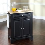 Lafayette Wood Top Portable Kitchen Island/Cart Black/Natural