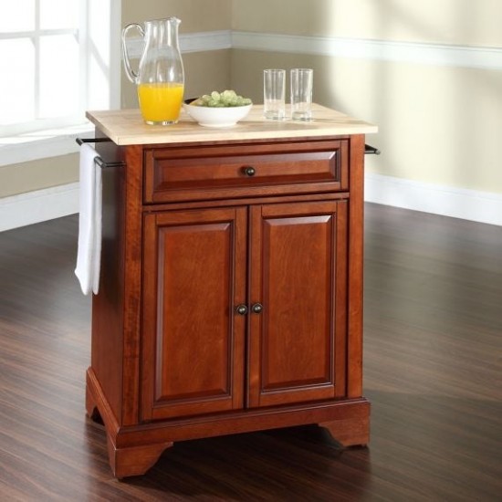 Lafayette Wood Top Portable Kitchen Island/Cart Cherry/Natural