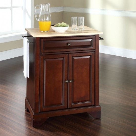 Lafayette Wood Top Portable Kitchen Island/Cart Mahogany/Natural