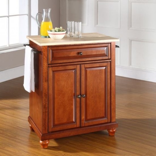 Cambridge Wood Top Portable Kitchen Island/Cart Cherry/Natural