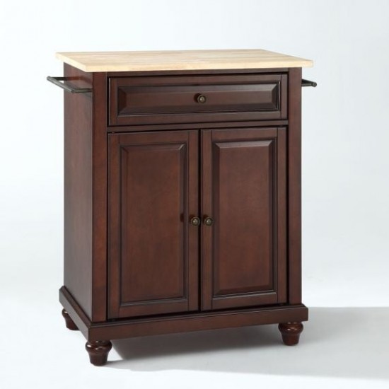 Cambridge Wood Top Portable Kitchen Island/Cart Mahogany/Natural